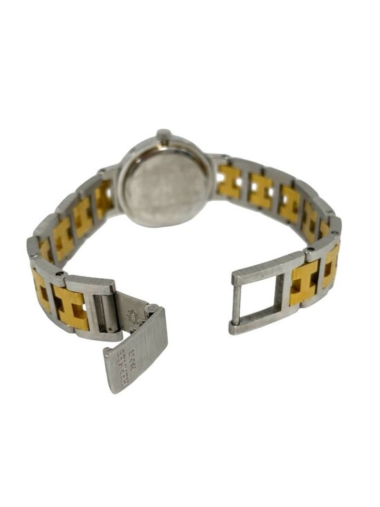 Hermes Vintage Clipper Stainless Steel Quartz Watch Wrist Silver Gold main image 8